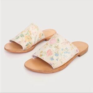 Free People | Vicente Slide Sandals In Natural Floral Size 11 NEW
